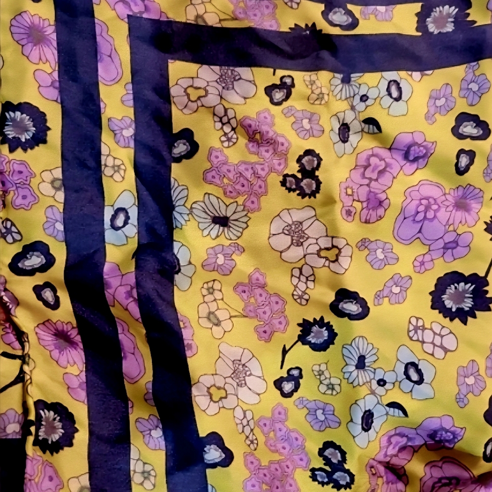 100% pure silk bandana / scarf / hankerchief lime green + purply blue